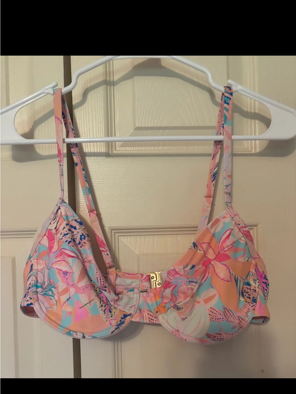 Kulani Kinis Peach Pink Blue Floral Bikini Top